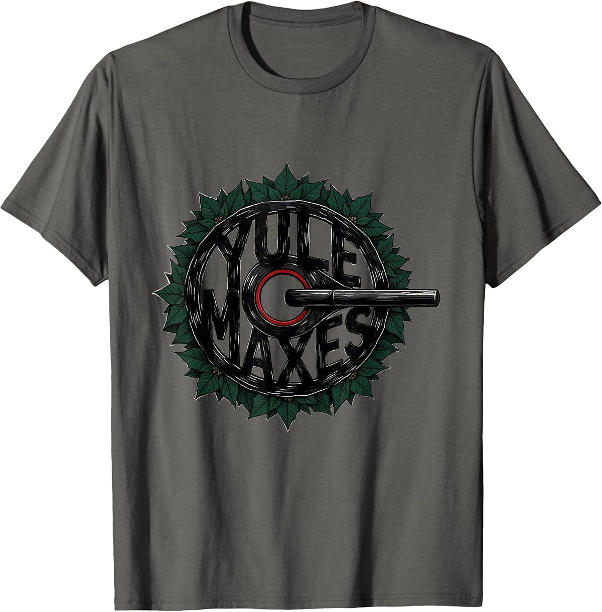 Men's Yule Maxes Funny Christmas Gym Workout Weightlifting Gift T-Shirt - Asphalt Grey