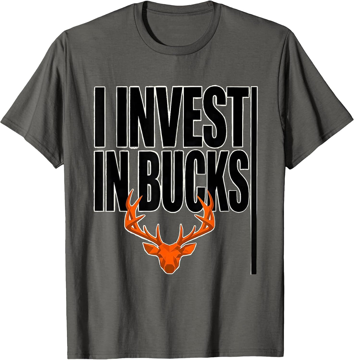 Men's I Invest In Bucks Funny Deer Hunting Camo Dad Humor T-Shirt - Asphalt Grey
