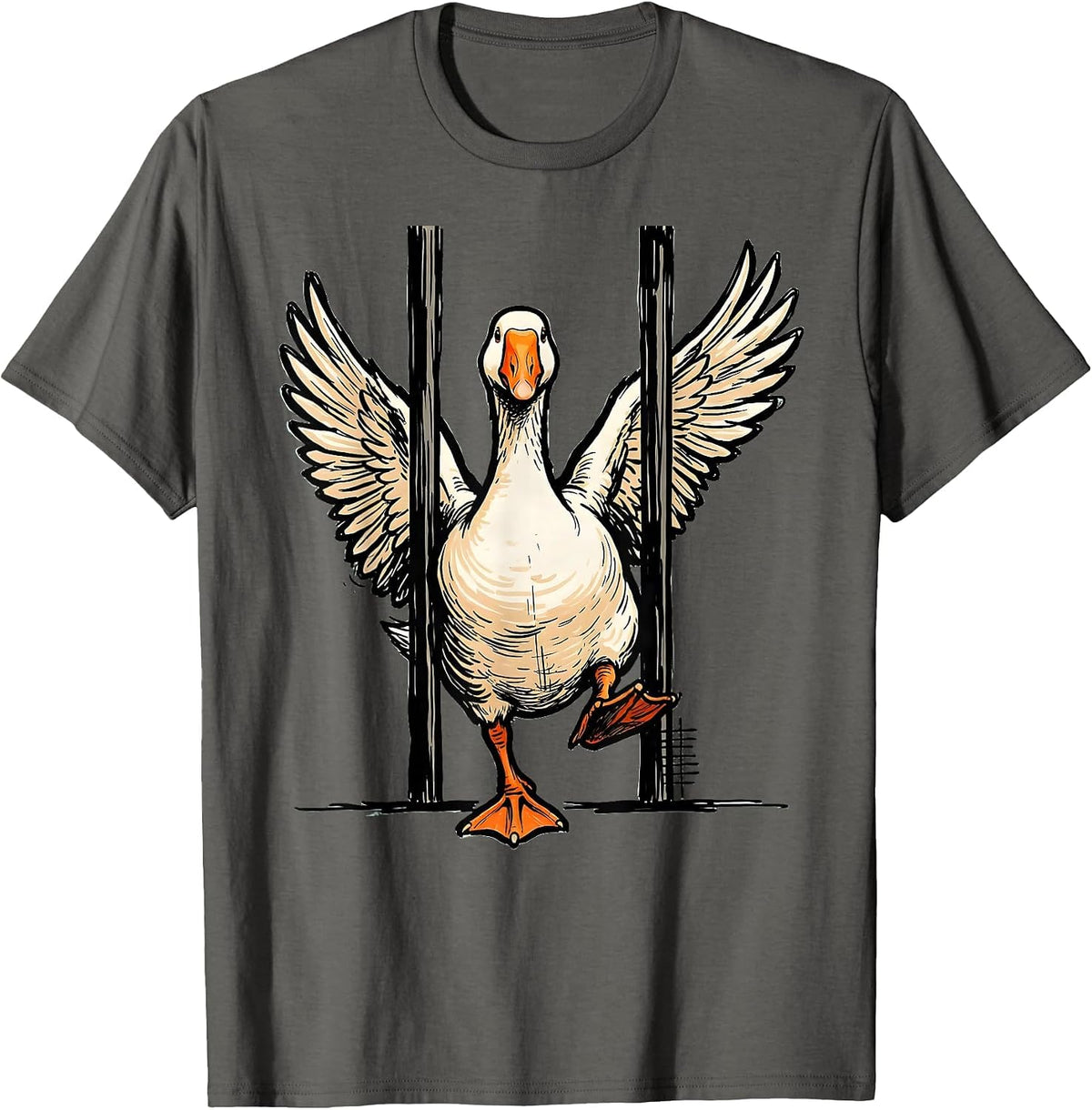 Men's Silly Goose Meme Funny Goose Jailbird Prison Humor T-Shirt - Asphalt Grey