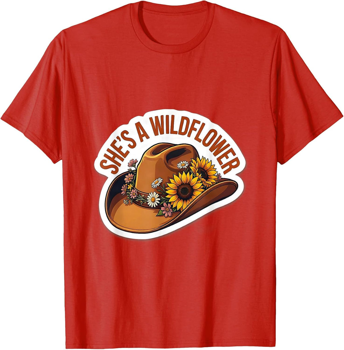 Men's She's a Wildflower Western Boho Design T-Shirt - Red