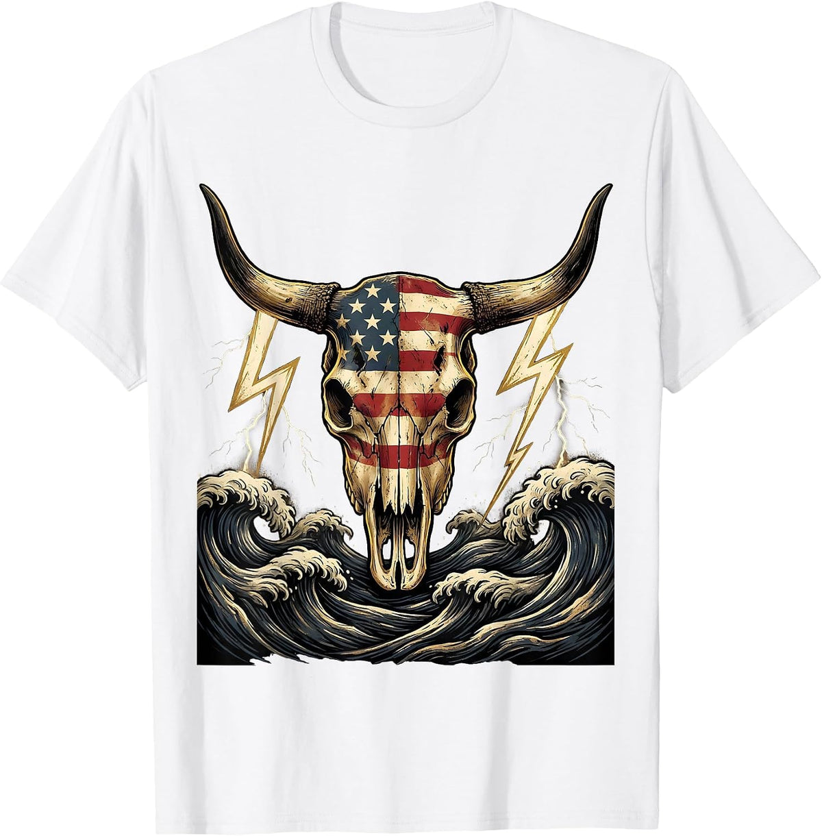 Men's Gulf of America Thunderstorm Lightning Strike Tee T-Shirt - White