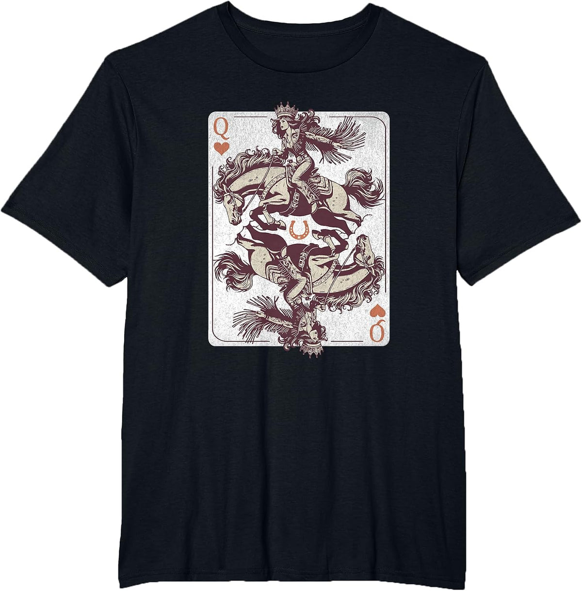 Cowgirl Queen of Hearts – Western Rodeo Card Design Boho T-Shirt - Black