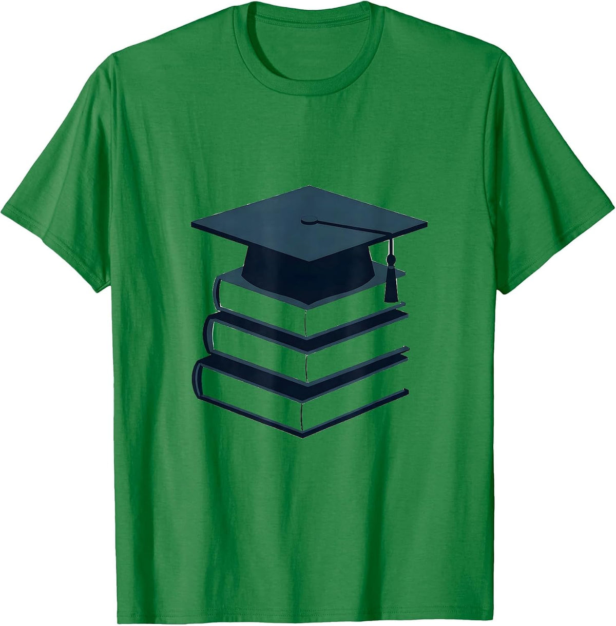 Men's School Counselor Stacked Books Graduation Cap T-Shirt - Kelly Green