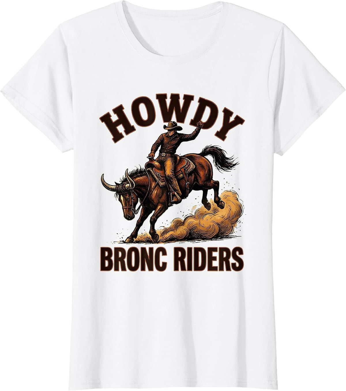 Howdy Bronc Riders Western Cowboy Rodeo Cowgirl Pride T-Shirt - White