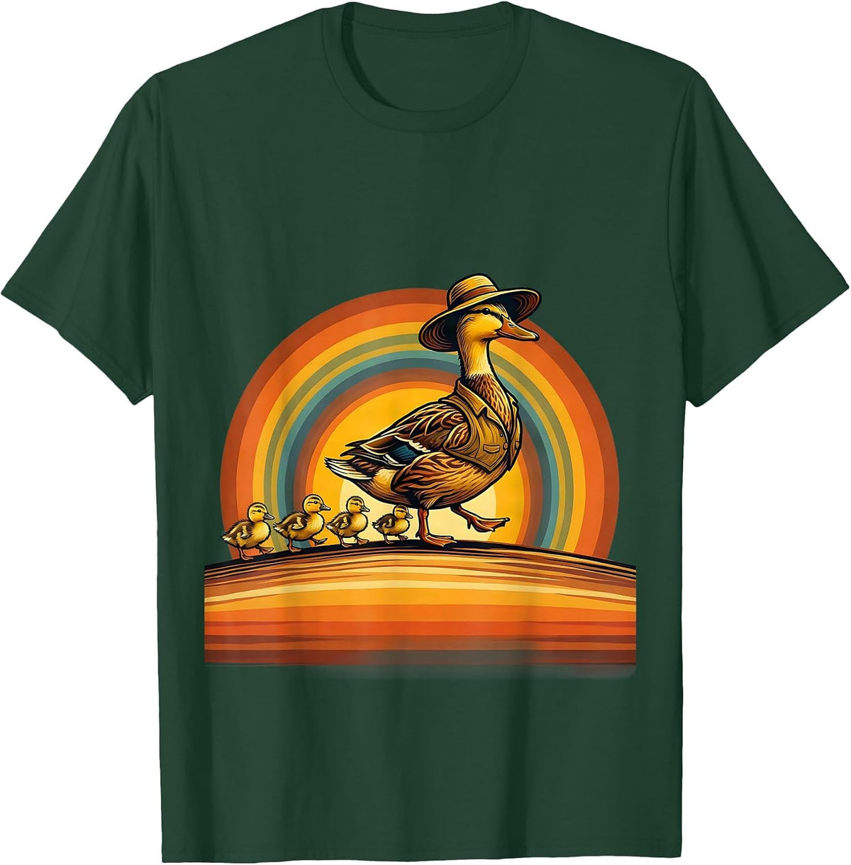 Men's Daycare Teacher Duck Parade Graphic T-Shirt - Dark Green