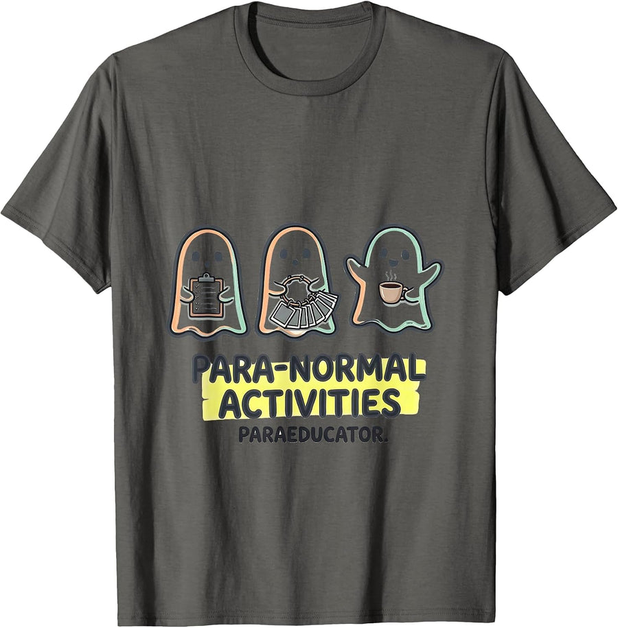 Para-Normal Activities Paraeducator Kawaii Ghost Teacher T-Shirt - Asphalt Grey