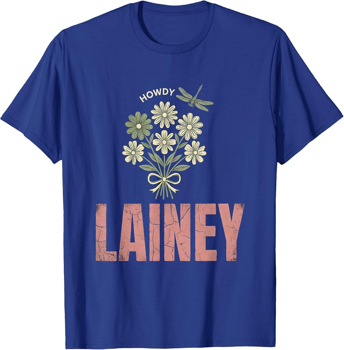 Howdy Lainey Floral Boho Cowgirl Name Western Gift T-Shirt - Royal Blue