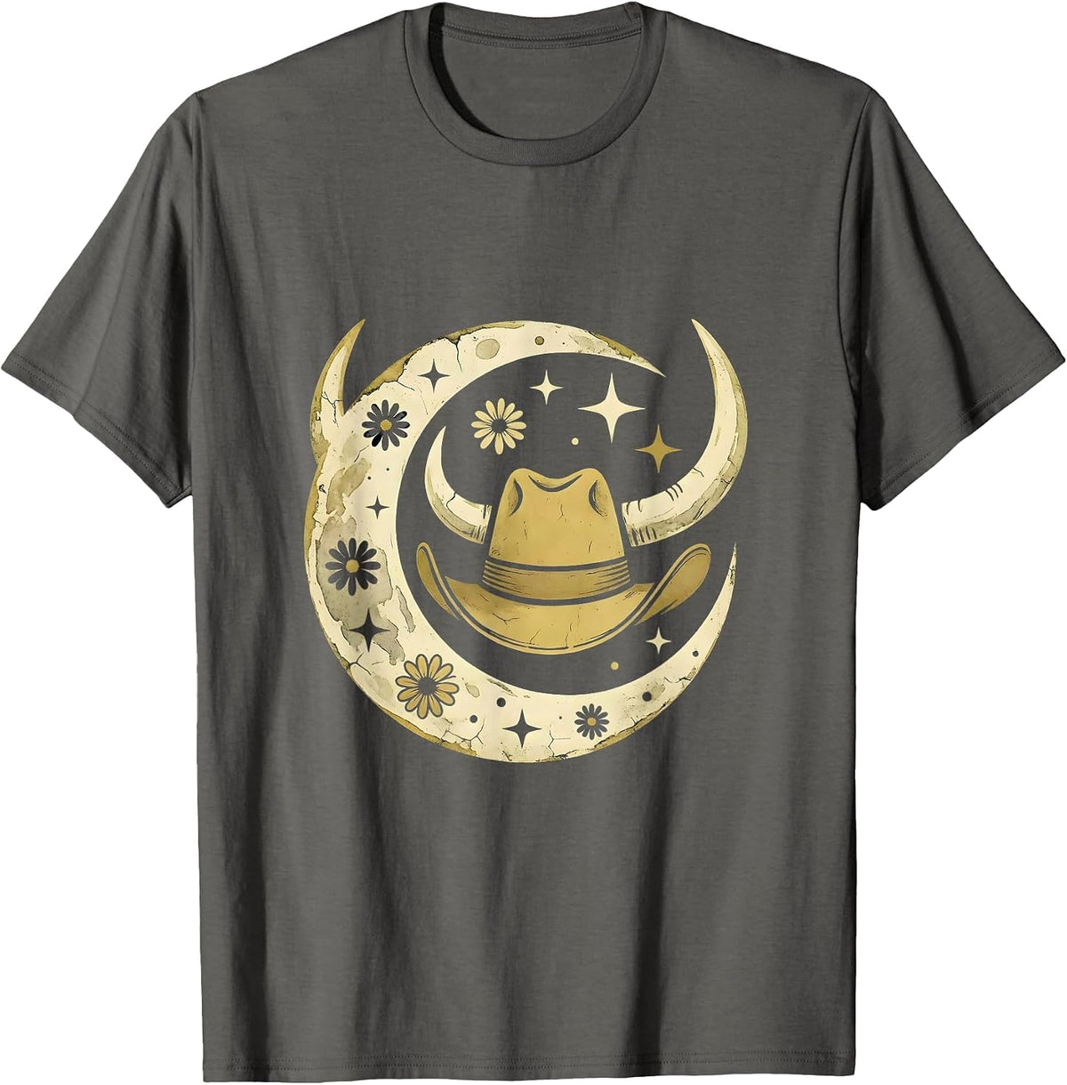 Men's Cowgirl Silhouette Sunset Mesa Western Design T-Shirt - Asphalt Grey