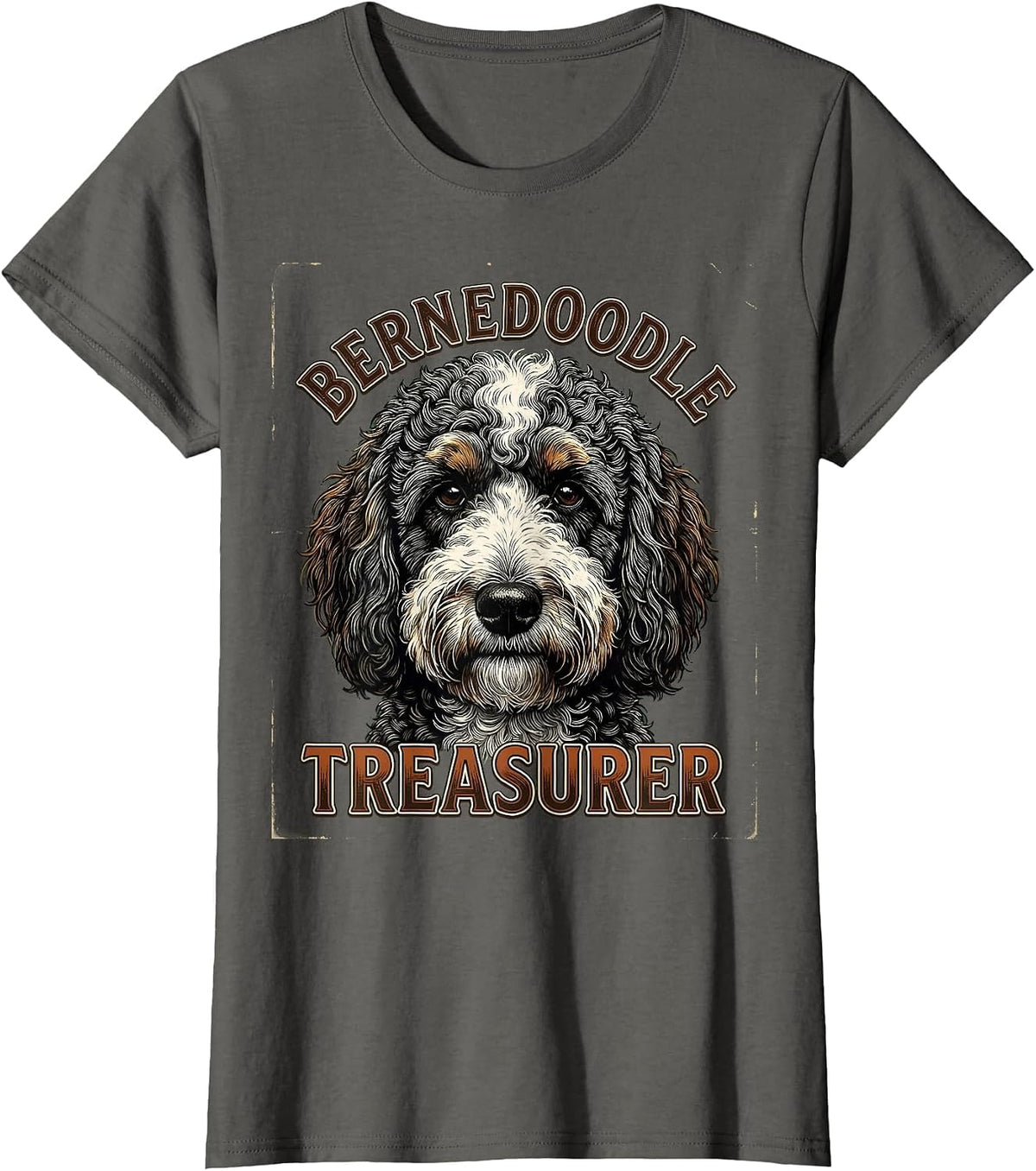 Women's Bernedoodle Treasurer Vintage Funny Bernese Mountain Dog T-Shirt - Asphalt Grey