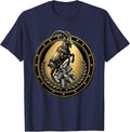 Goat Standing on Tin Can Tower Graphic T-Shirt - Navy Blue