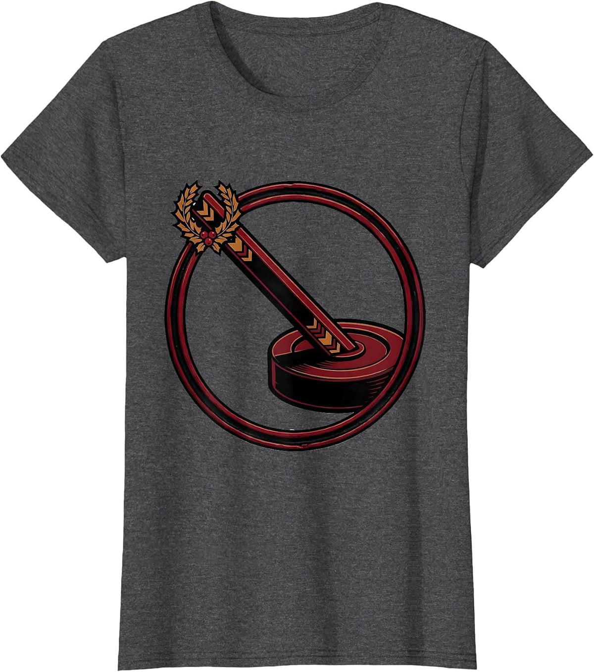Women's Christmas Gym Workout Badge Weightlifting Humor T-Shirt - Dark Heather Grey