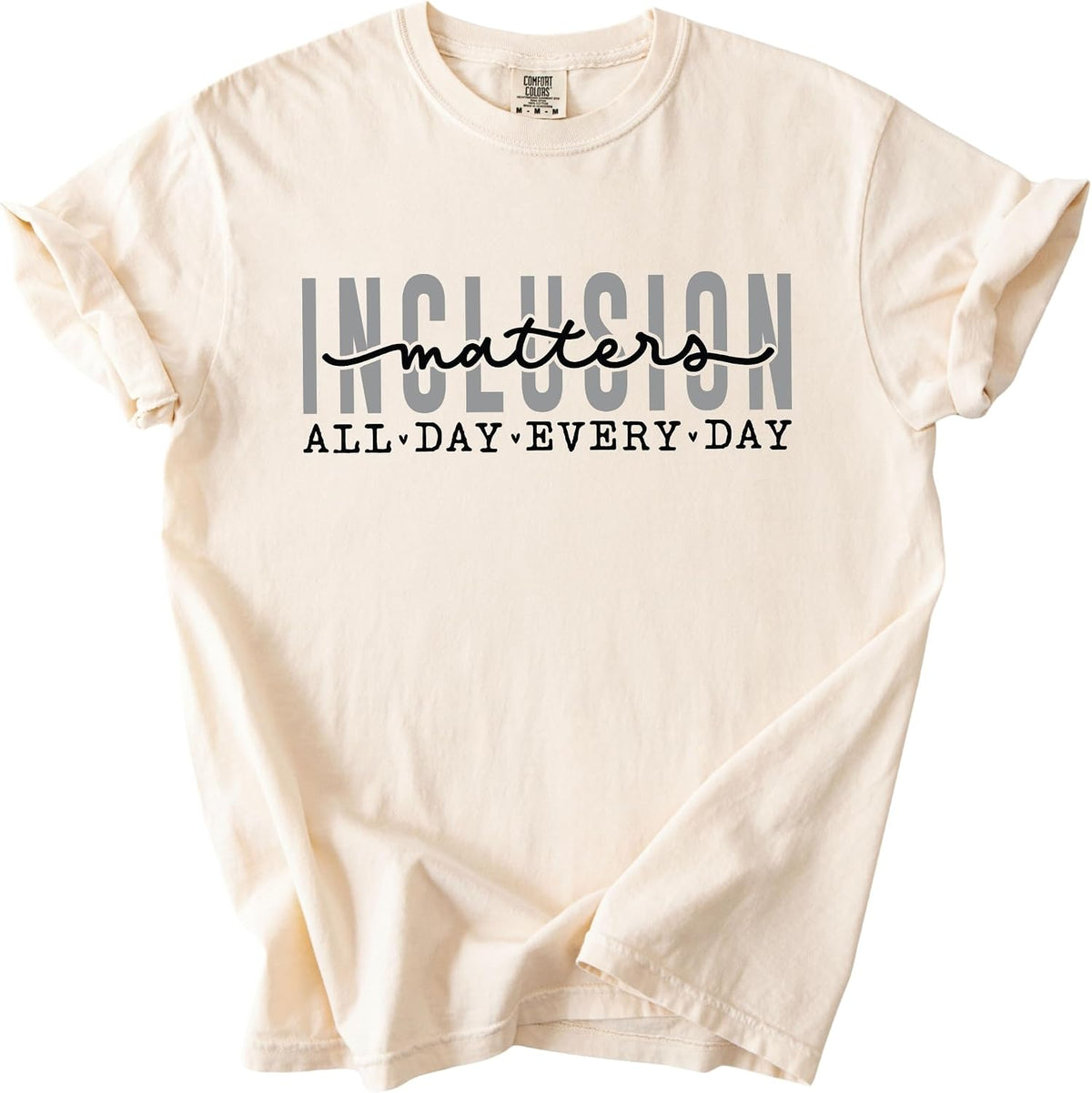 FITIN Inclusion Matters Garment-Dyed T-Shirt, Autism Awareness Graphic Tee, Inclusive Unisex Support T-Shirt - Ivory