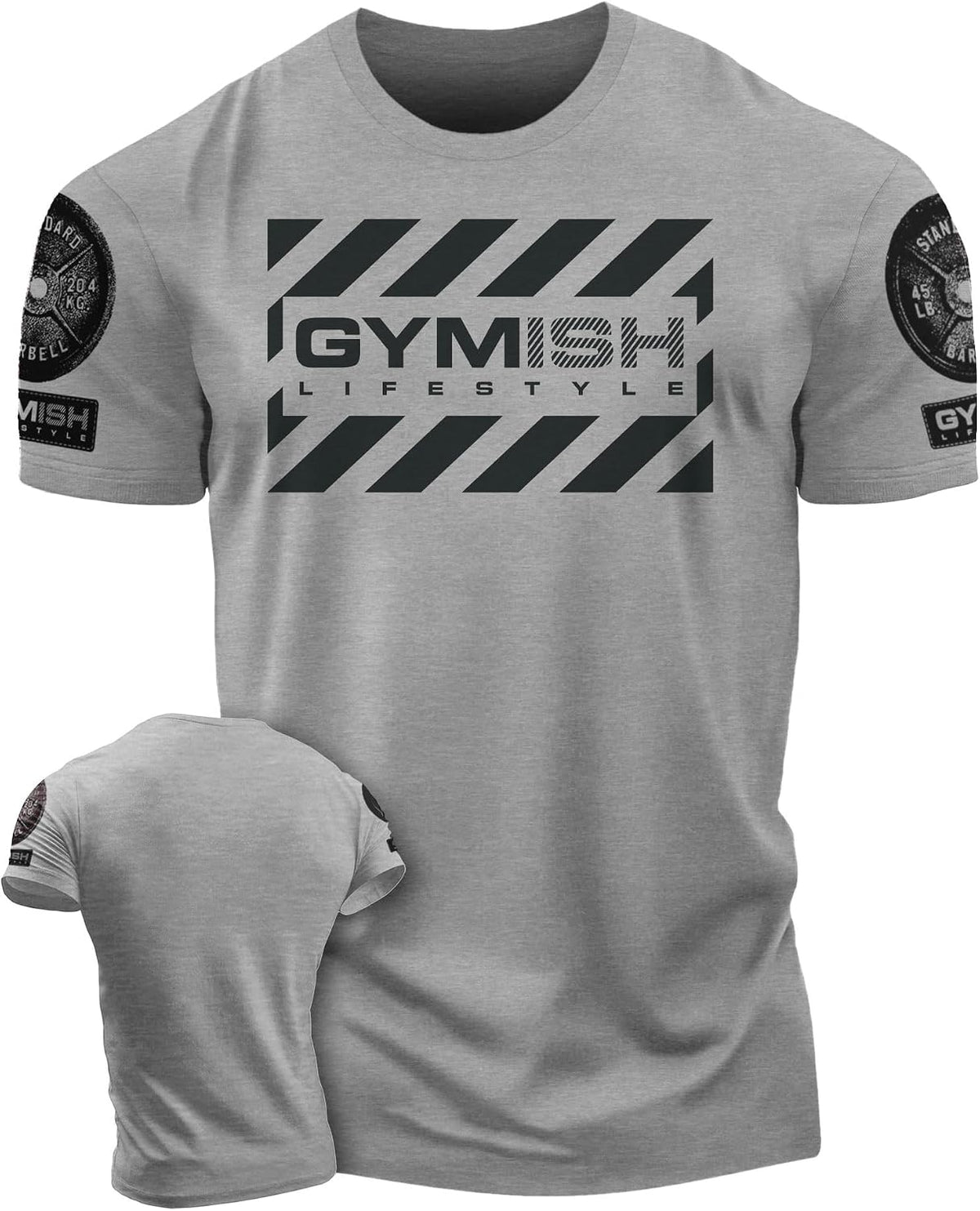 Gymish American Flag Graphic Fitness Tank, Sleeveless Bodybuilding Athletic Tank Top - 2. Gymish Logo Grey Branded