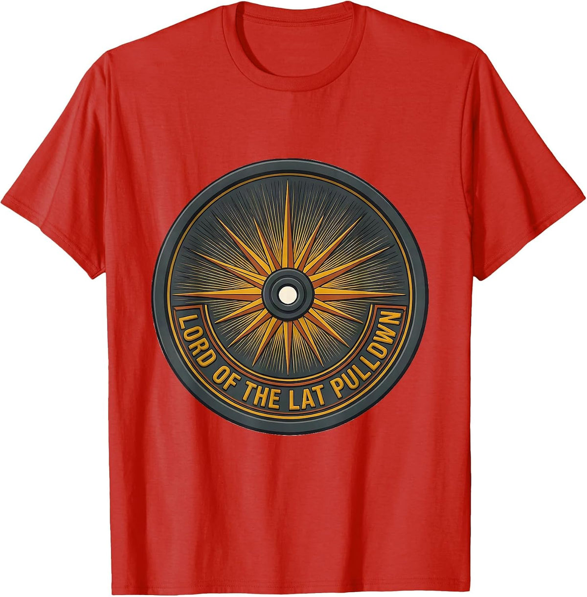 Men's Lord of the Lat Pulldown Funny Medieval Gym Lifting Meme T-Shirt - Red