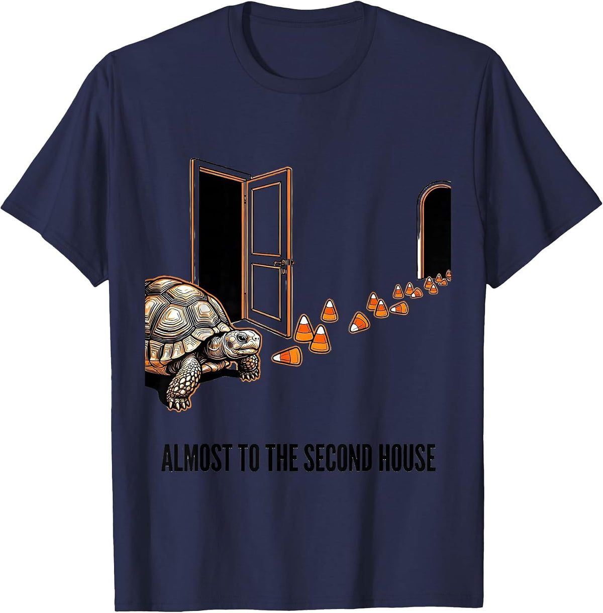 Almost To The Second House Funny Halloween Turtle Costume T-Shirt - Navy Blue