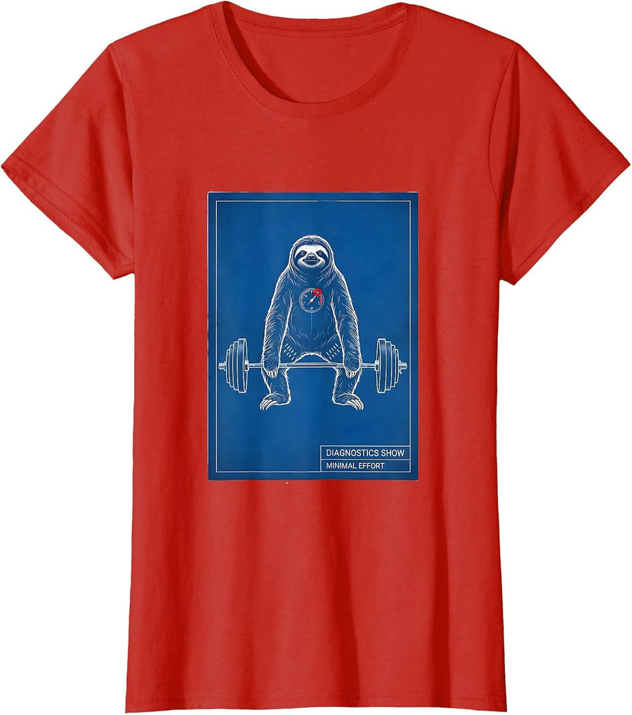 Women's Diagnostics Show Minimal Effort Funny Gym Weightlifting T-Shirt - Red