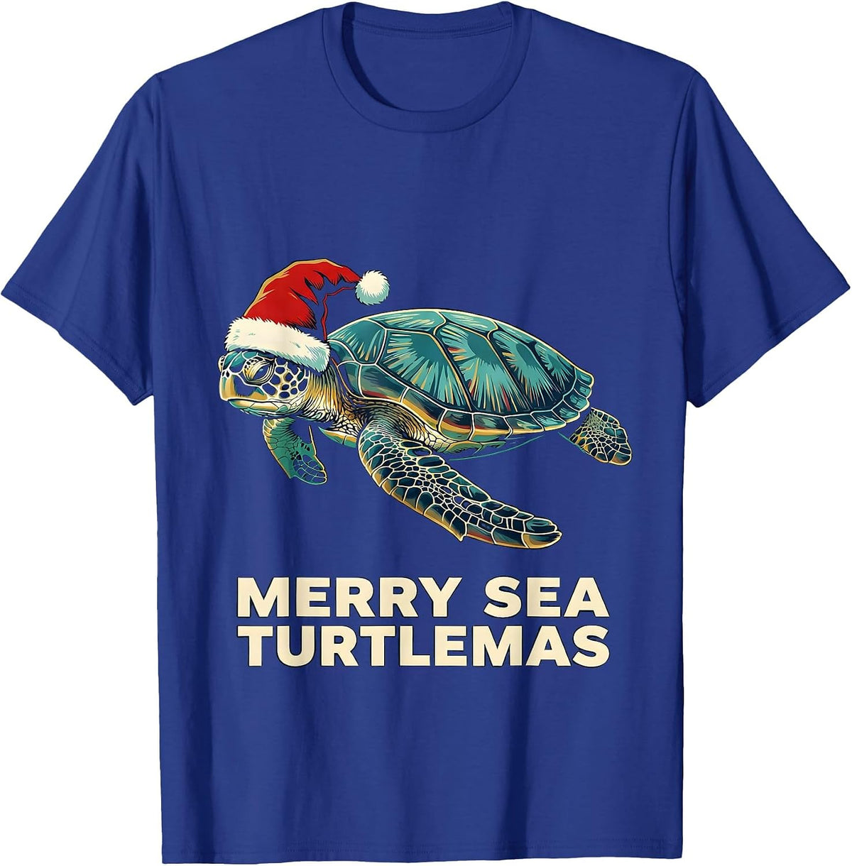 Merry Sea Turtlemas Whimsical Sea Turtle Lover Christmas T-Shirt - Royal Blue