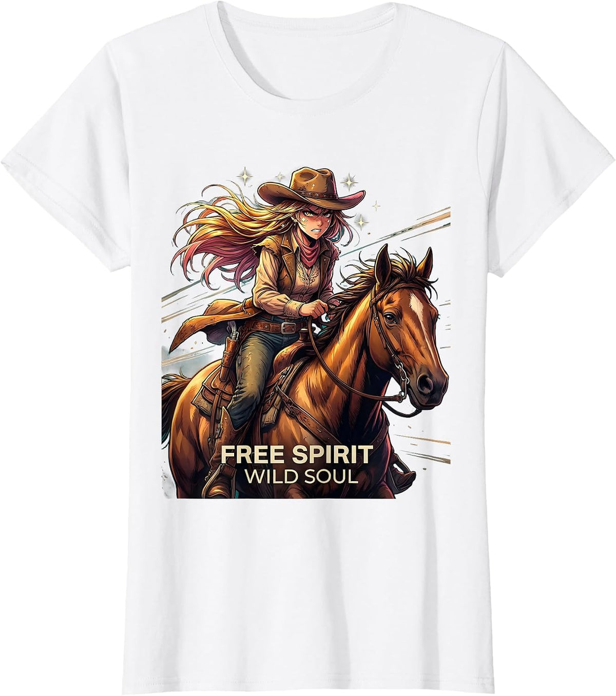 Free Spirit Wild Soul Western Boho Design T-Shirt - White