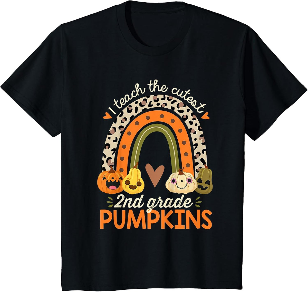 I Teach The Cutest 2nd Grade Pumpkins Halloween Teacher Fall T-Shirt - Black