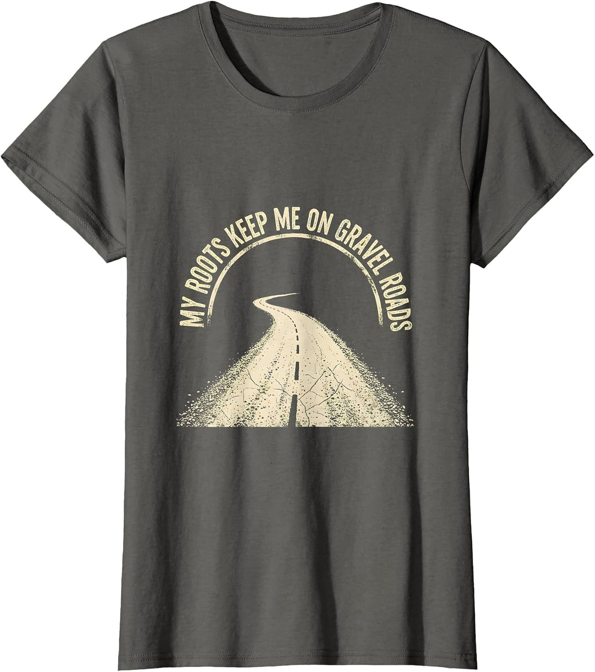 Women's My Roots Keep Me On Gravel Roads Boho Western Country Music T-Shirt - Asphalt Grey