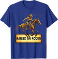 Raised on Rodeo Cowgirl Western Design T-Shirt - Royal Blue