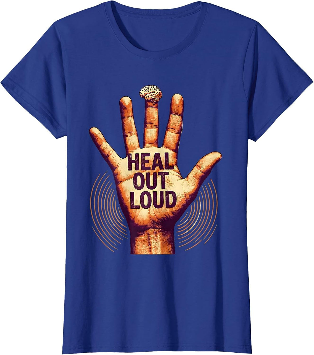 Women's Heal Out Loud Mental Health Matters Design T-Shirt - Royal Blue