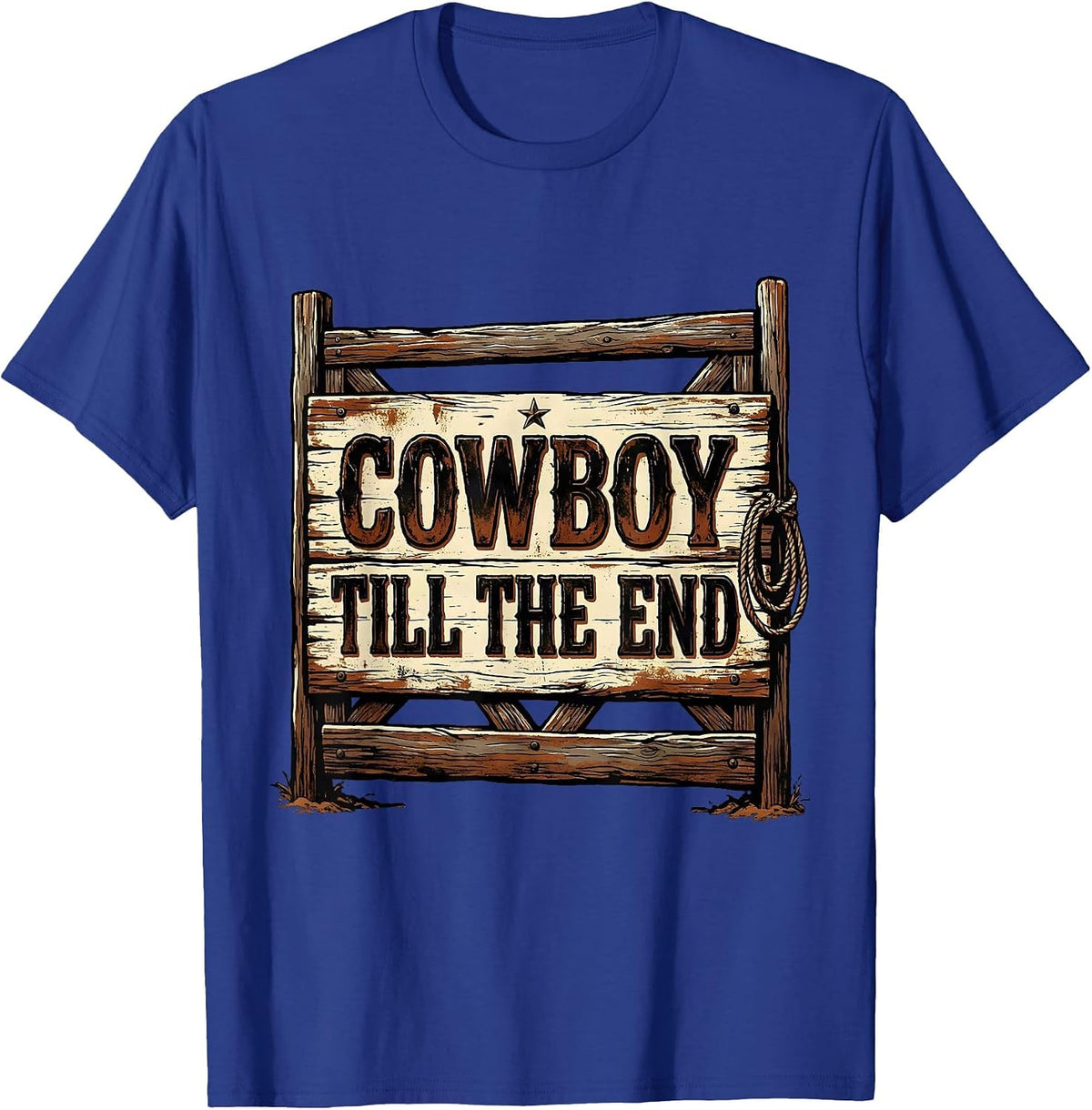 Cowboy Till The End Vintage Western Cowgirl Rodeo T-Shirt - Royal Blue