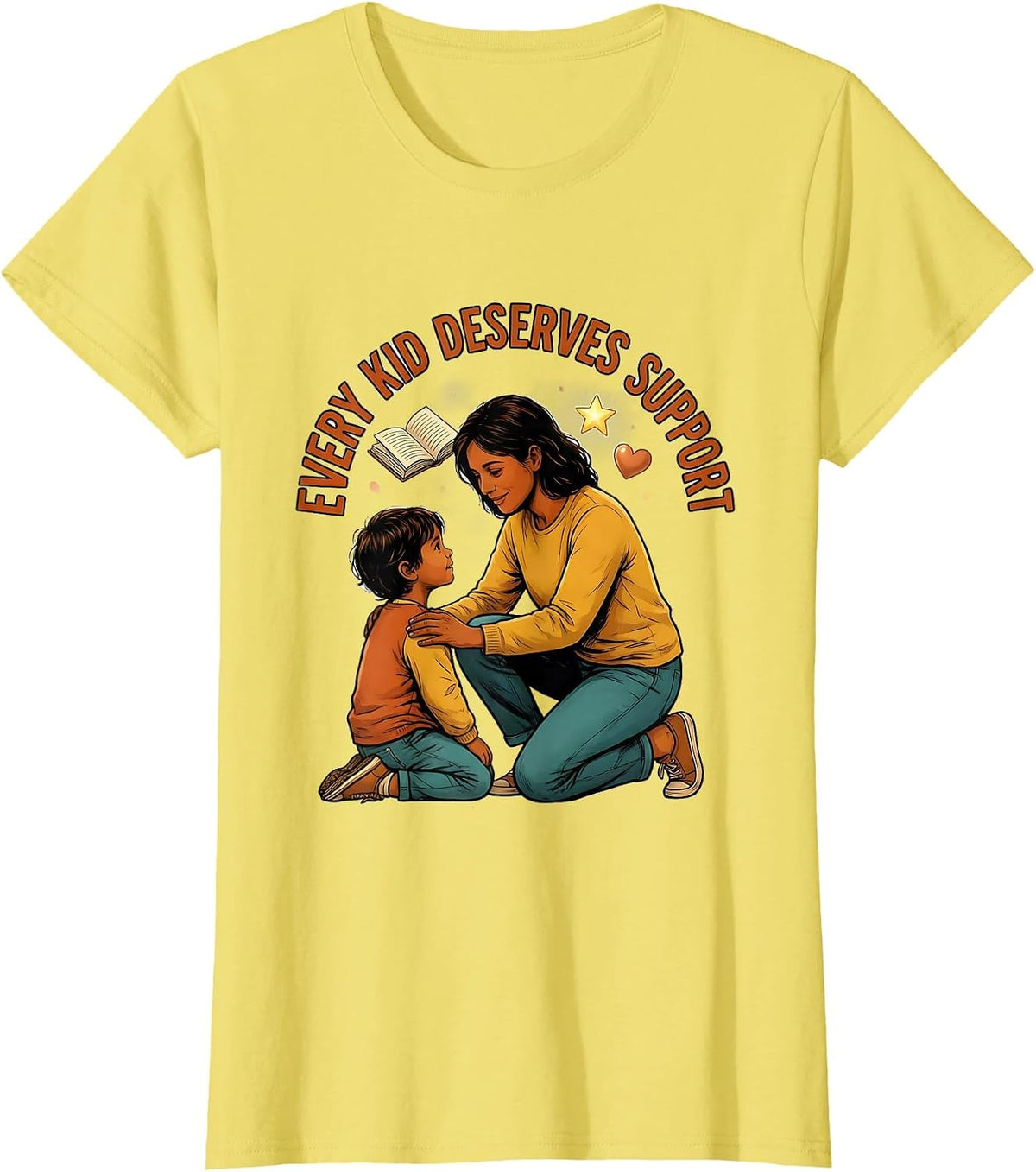 Every Kid Deserves Support School Counselor Design T-Shirt - Lemon Yellow