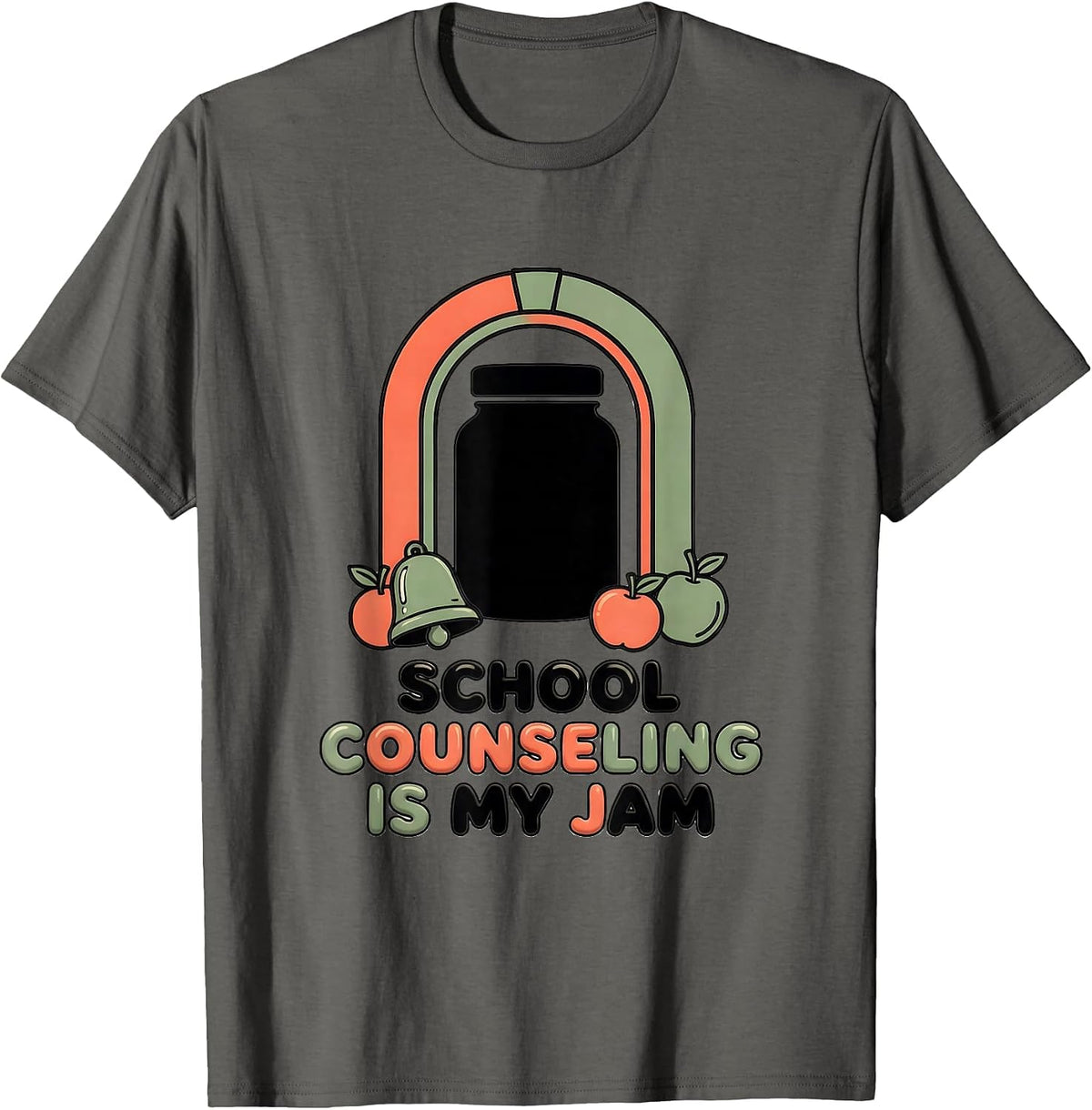 School Counseling Is My Jam Funny School Counselor Back T-Shirt - Asphalt Grey
