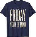 Friday State of Mind Good Vibes Design T-Shirt - Navy Blue