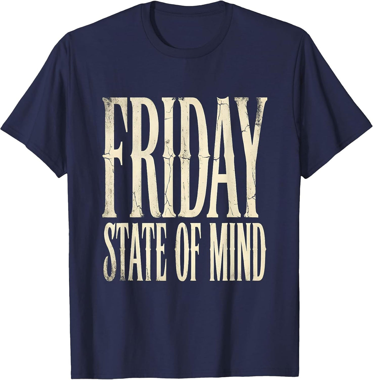 Friday State of Mind Good Vibes Design T-Shirt - Navy Blue