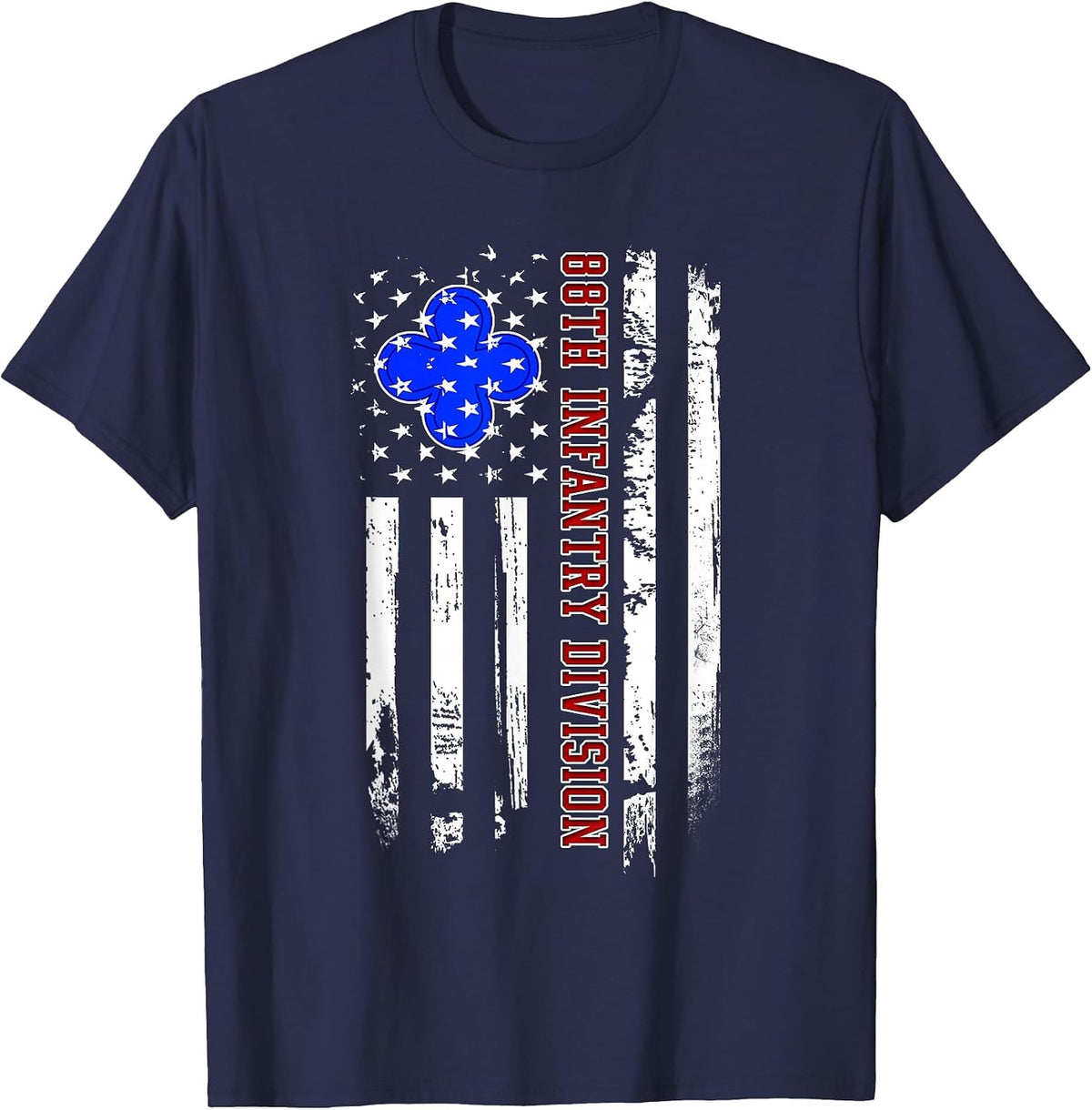 88th Infantry Division Veteran USA Flag Veterans Day Xmas T-Shirt - Navy Blue