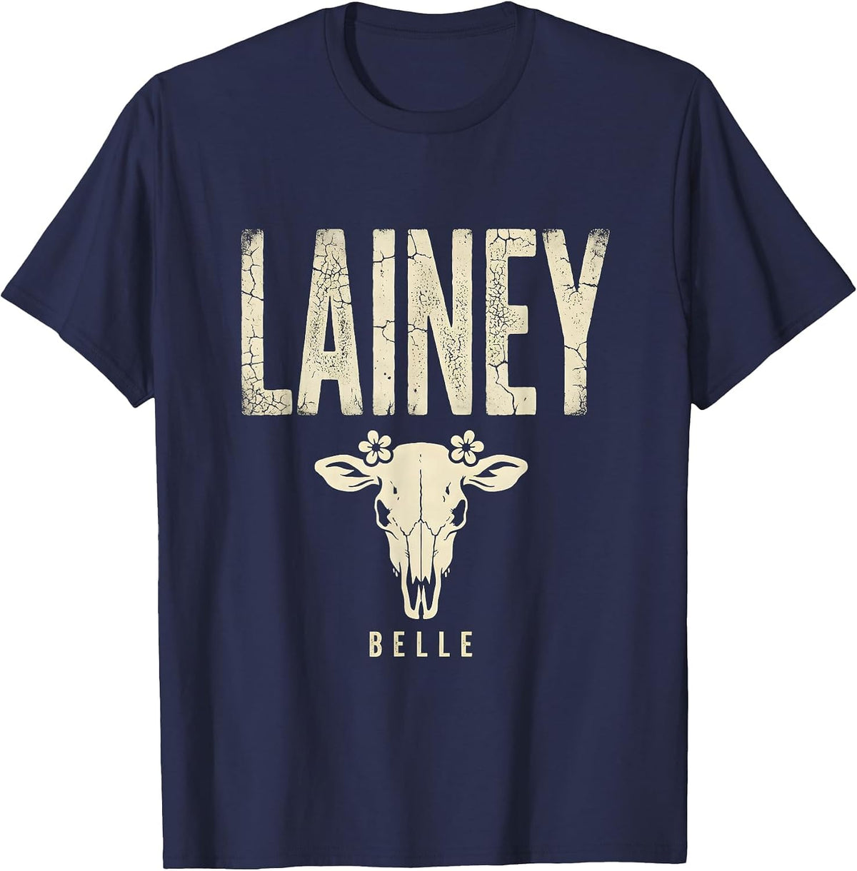 Men's Lainey Belle Boho Western Cowgirl Personalized Name Gift T-Shirt - Navy Blue