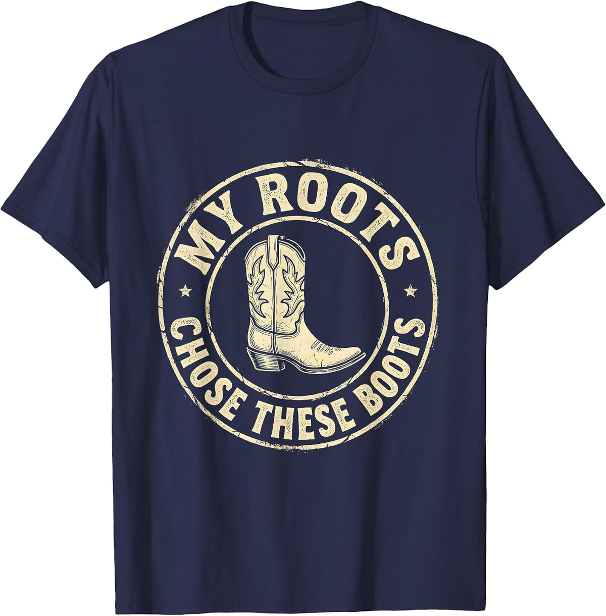 Men's My Roots Chose These Boots Boho Western Country Music Fan T-Shirt - Navy Blue