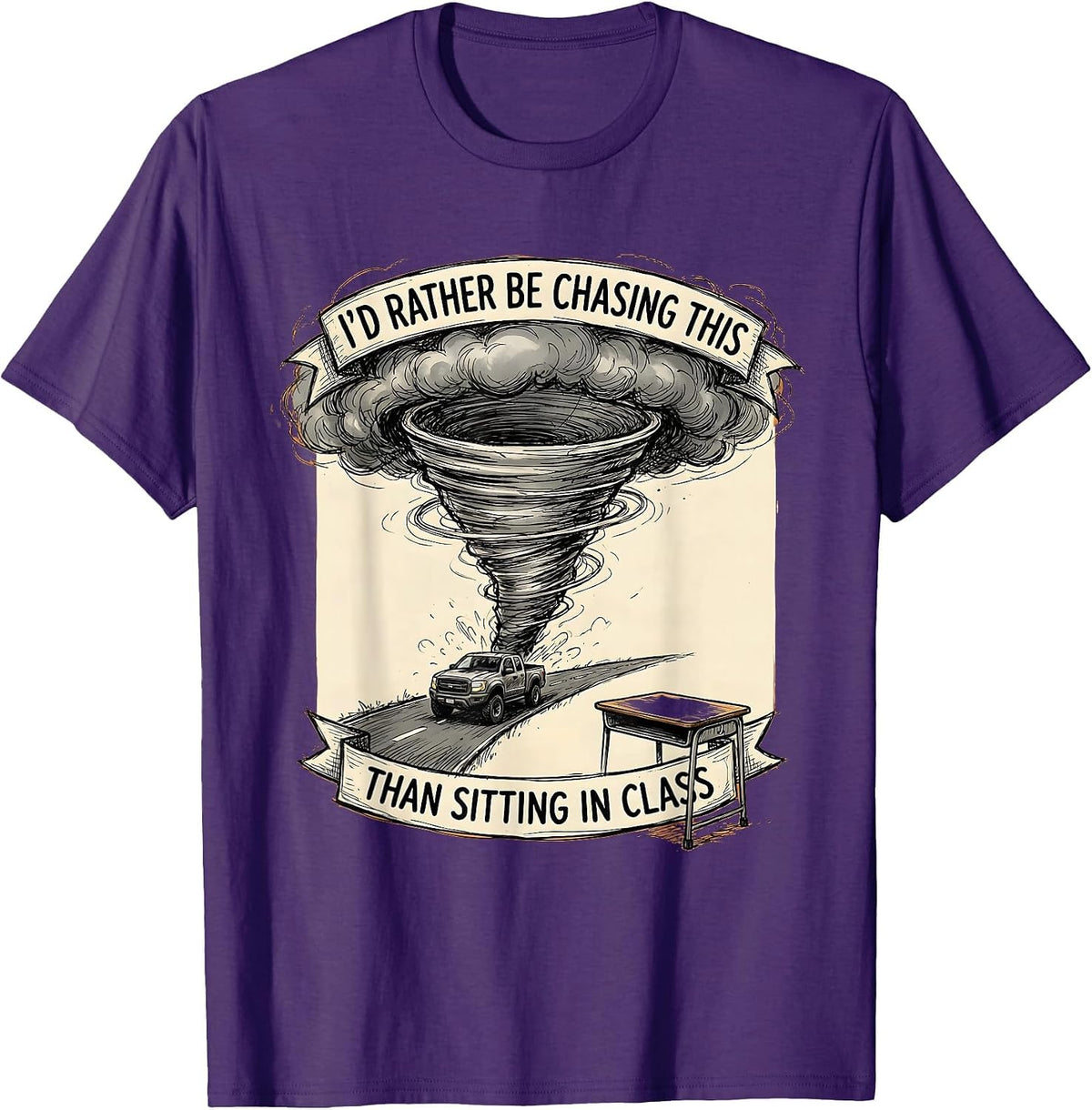 I'd Rather Be Chasing This Than Sitting In Class Funny T-Shirt - Purple