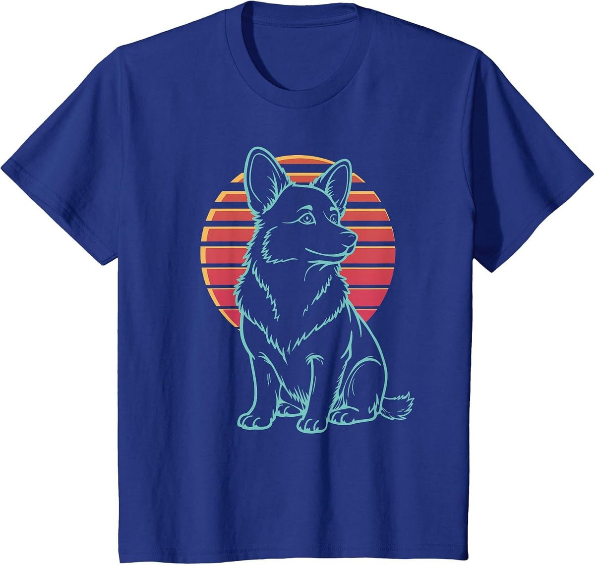 Corgi Pembroke Welsh Lover Dog Owner Retro Synthwave 80s T-Shirt - Royal Blue