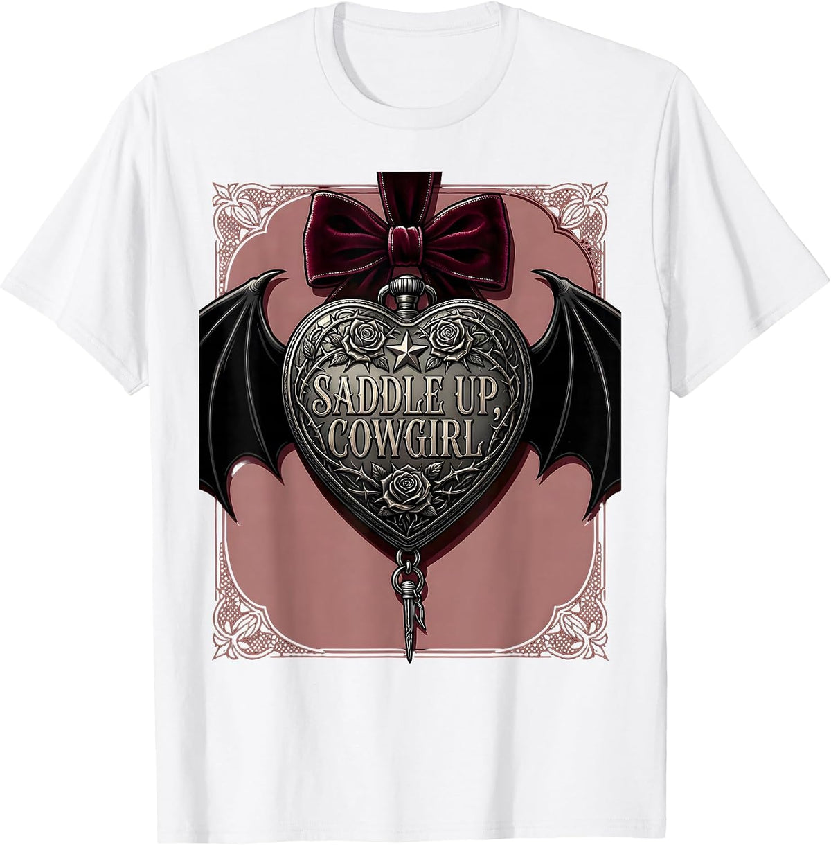 Men's Saddle Up Cowgirl Western Rodeo Design T-Shirt - White