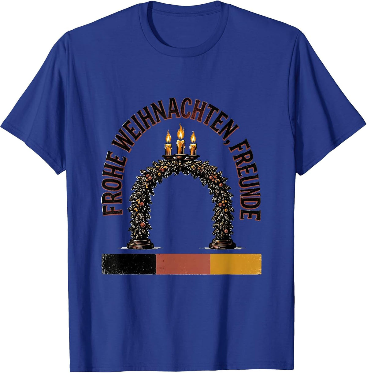Men's Frohe Weihnachten Freunde Vintage German Heritage Holiday T-Shirt - Royal Blue