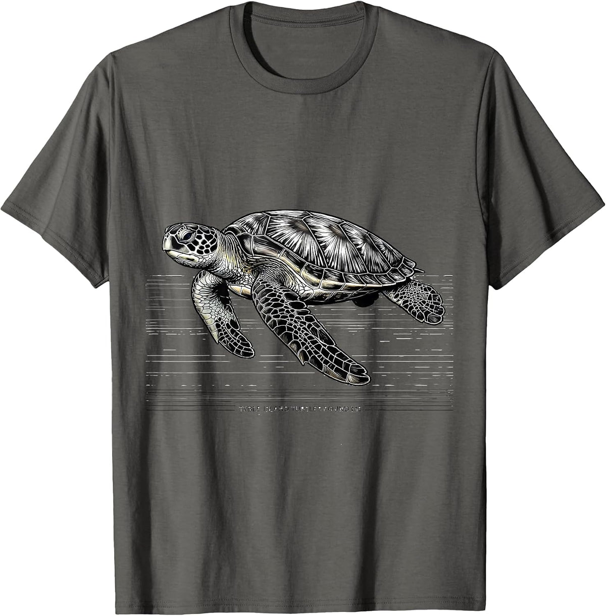 Men's Tybee Island Turtles Found Me Line Art Sea Turtle Lover T-Shirt - Asphalt Grey