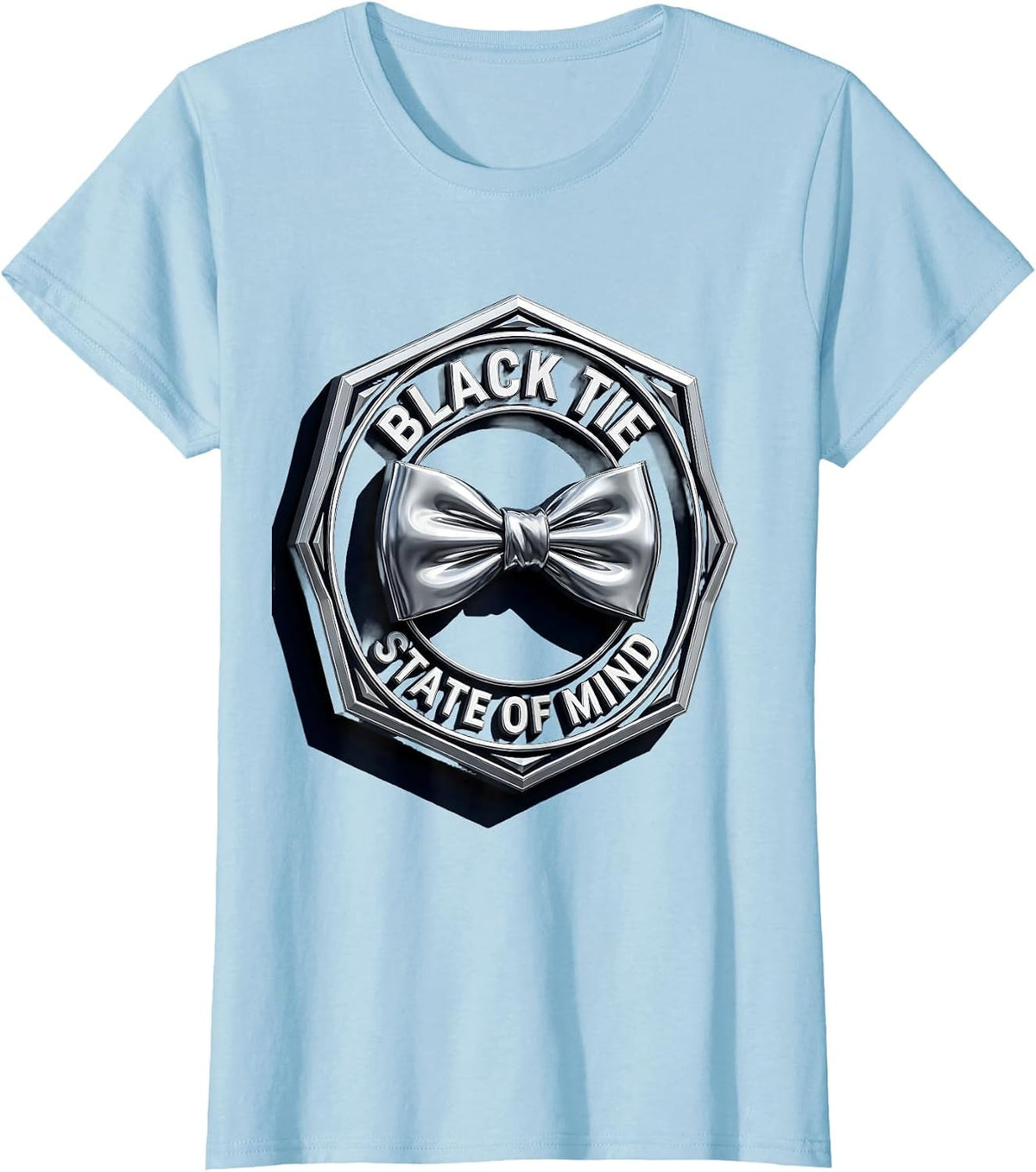 Black Tie State of Mind Tuxedo Graphic Design T-Shirt - Baby Blue