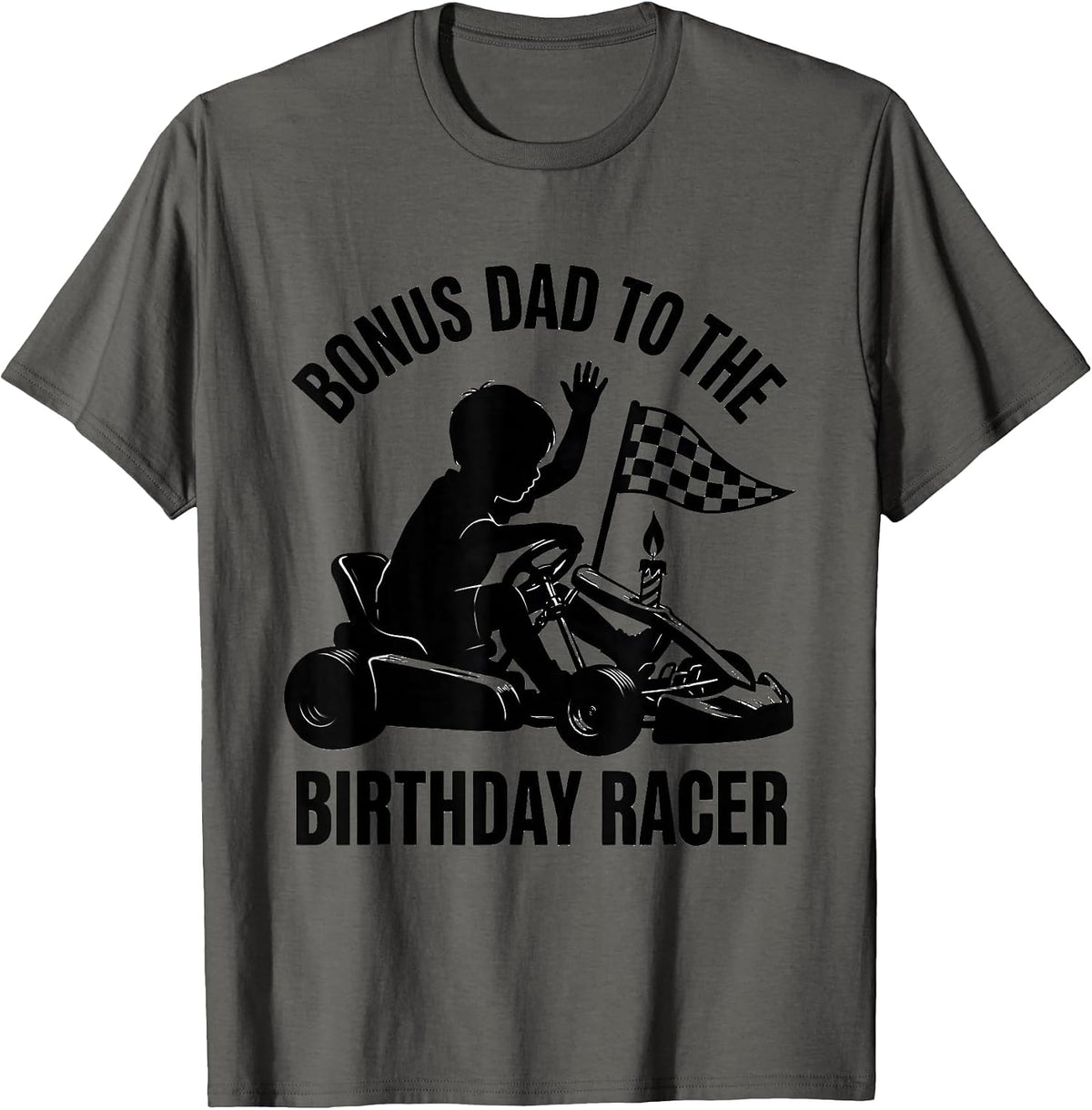 Men's Bonus Dad To The Birthday Racer Pit Crew Race Car Birthday T-Shirt - Asphalt Grey