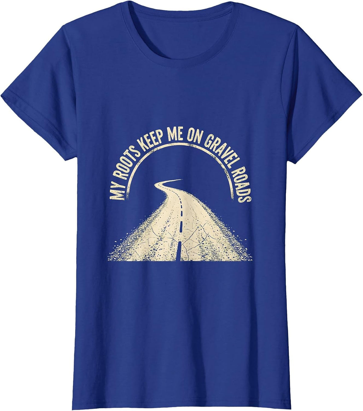 Women's My Roots Keep Me On Gravel Roads Boho Western Country Music T-Shirt - Royal Blue