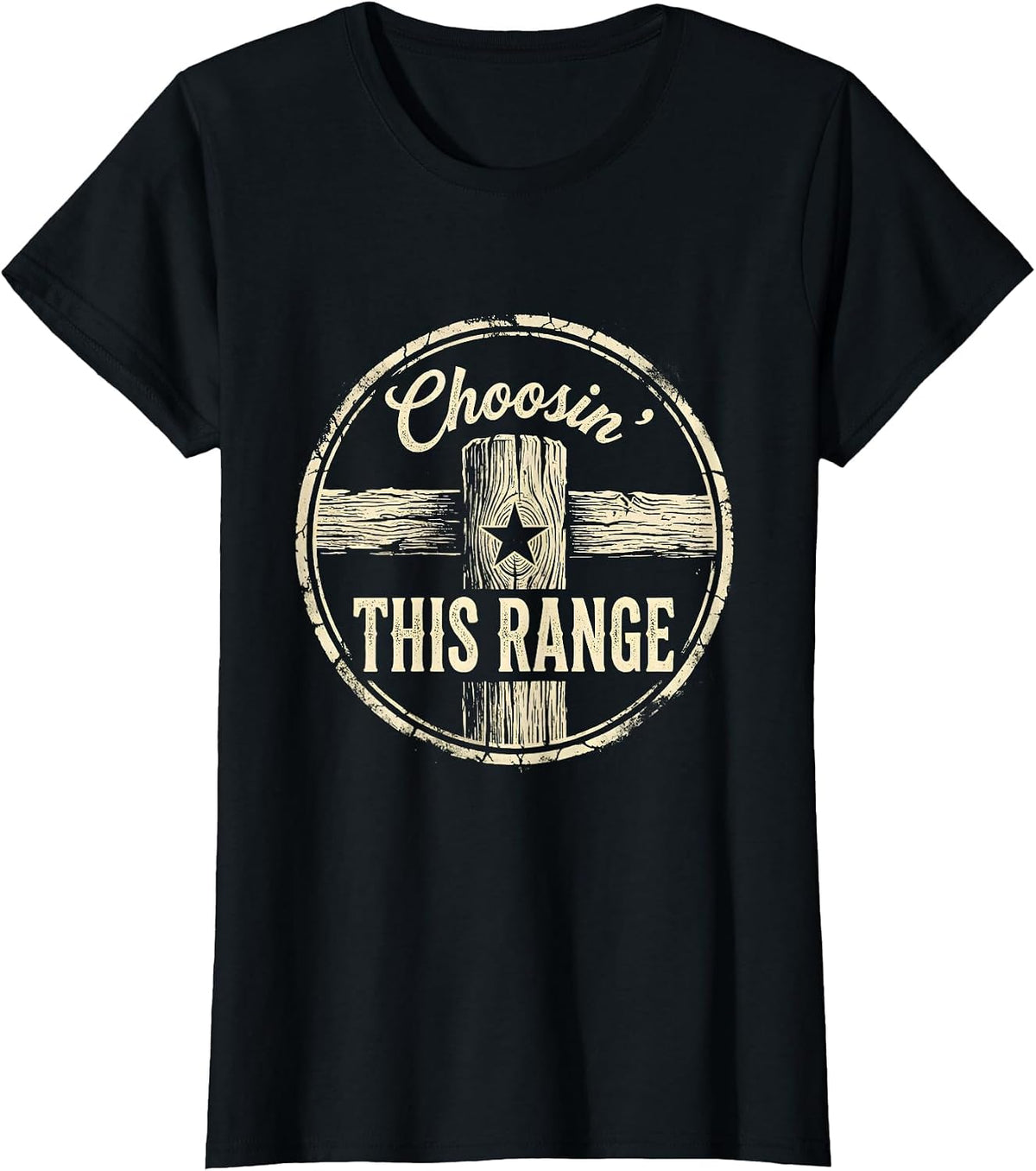 Choosin This Range Boho Western Mono Texas State Pride T-Shirt - Black