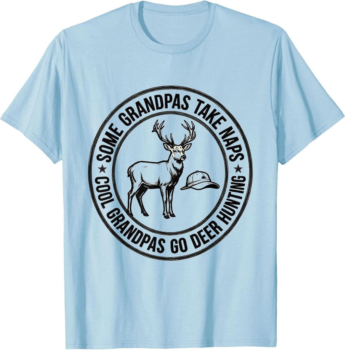 Men's Some Grandpas Take Naps Cool Grandpas Go Deer Hunting T-Shirt - Baby Blue