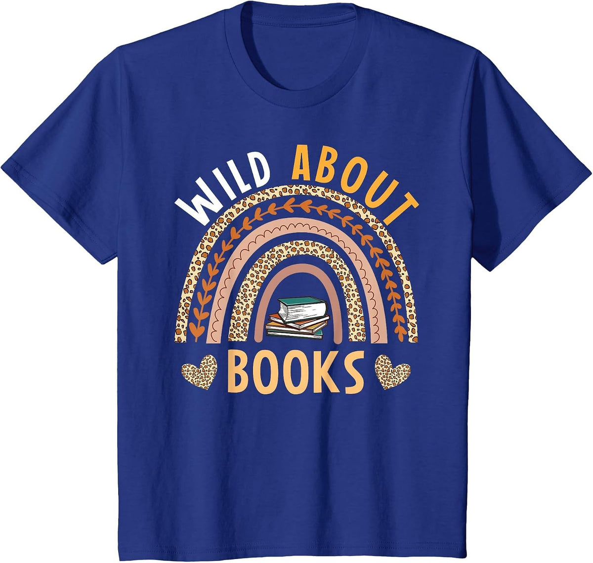 Wild About Books Leopard I Love Reading Book Lover T-Shirt - Royal Blue