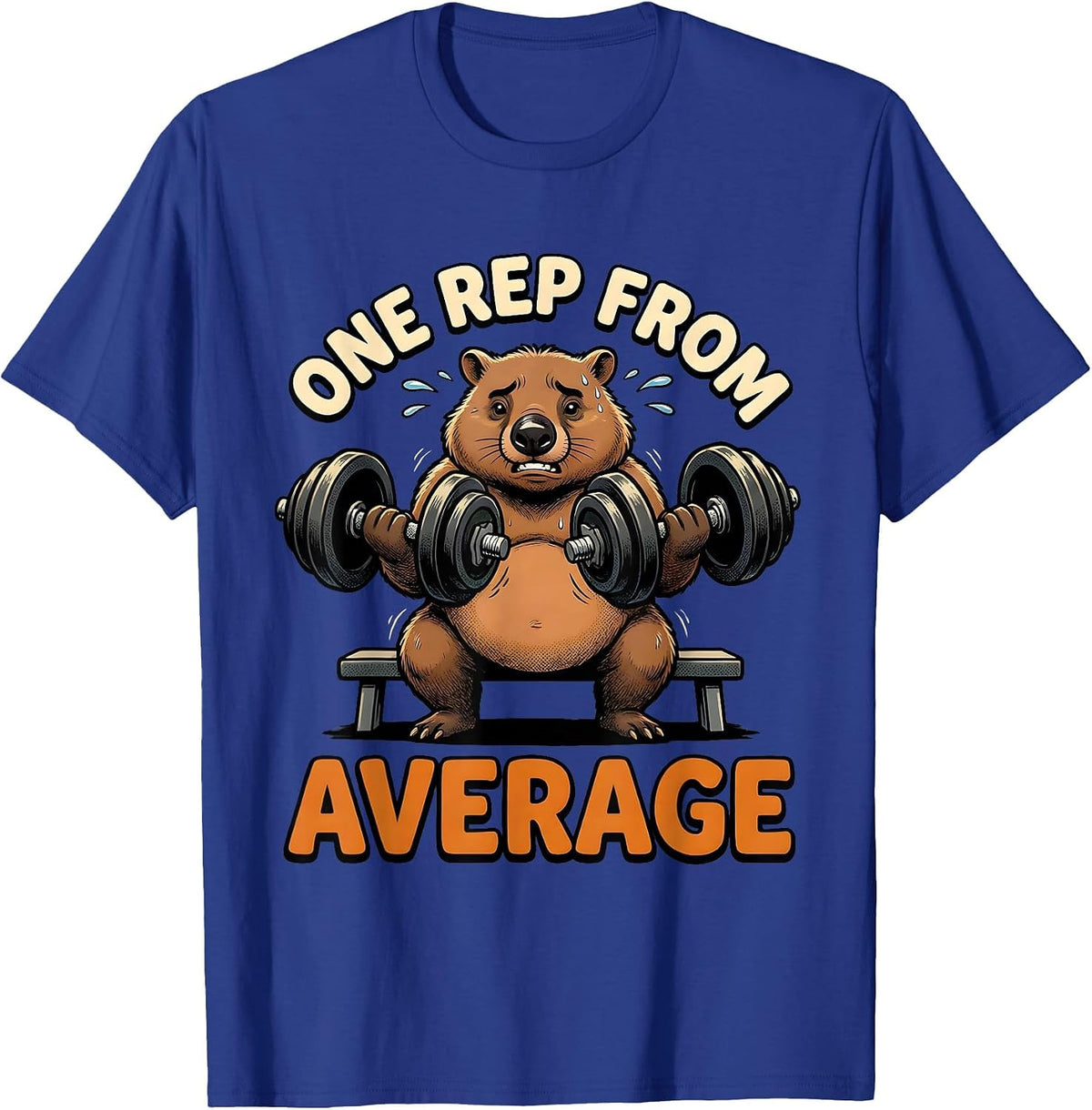 One Rep From Average Funny Gym Workout Humor Fitness T-Shirt - Royal Blue