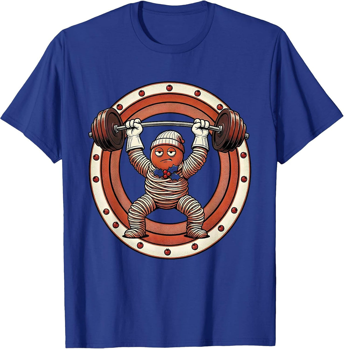Stocking Lifter Retro Cartoon Christmas Gym Weightlifting T-Shirt - Royal Blue