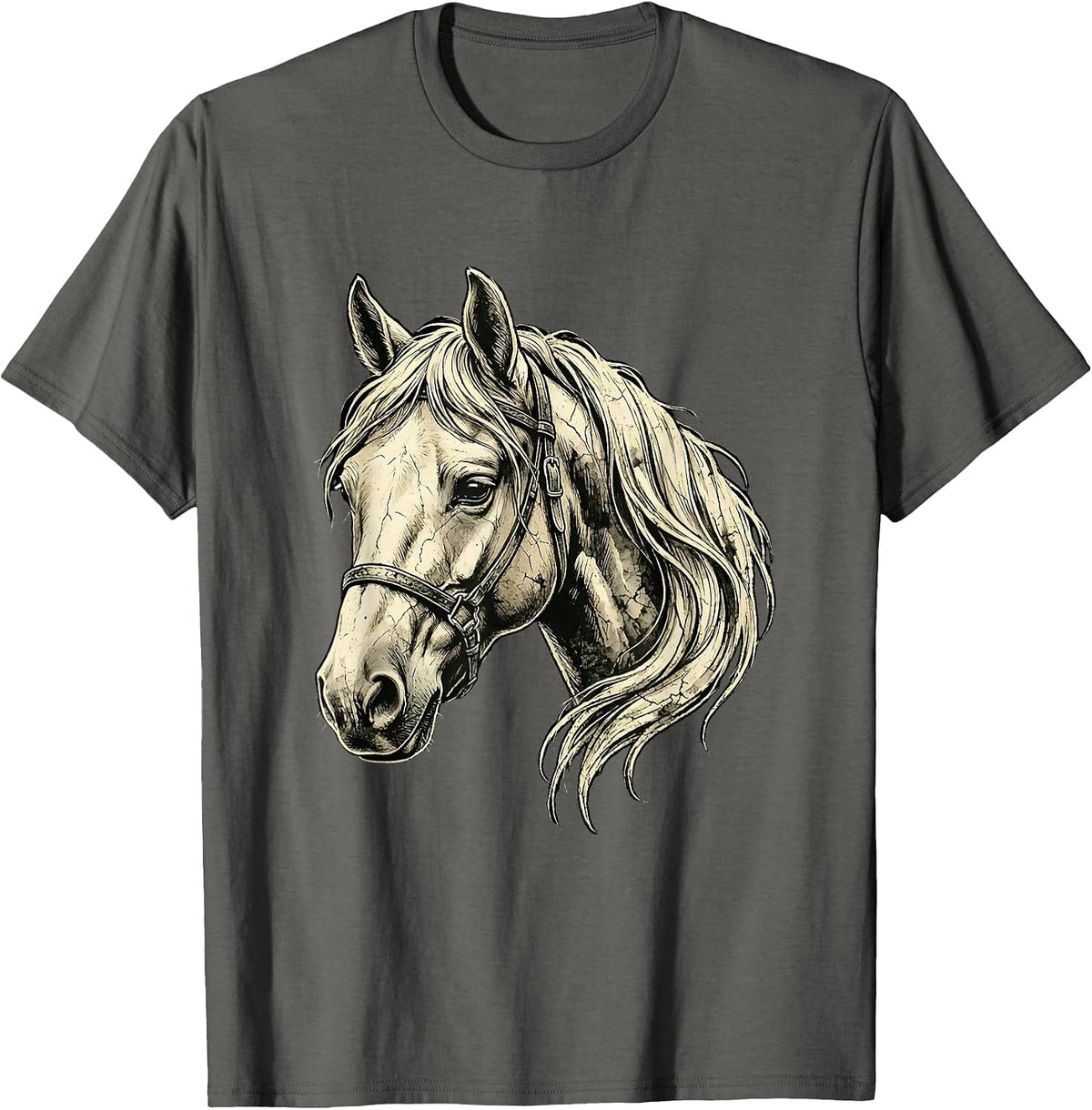 Horse Head Boho Western Cowgirl Equestrian T-Shirt - Asphalt Grey
