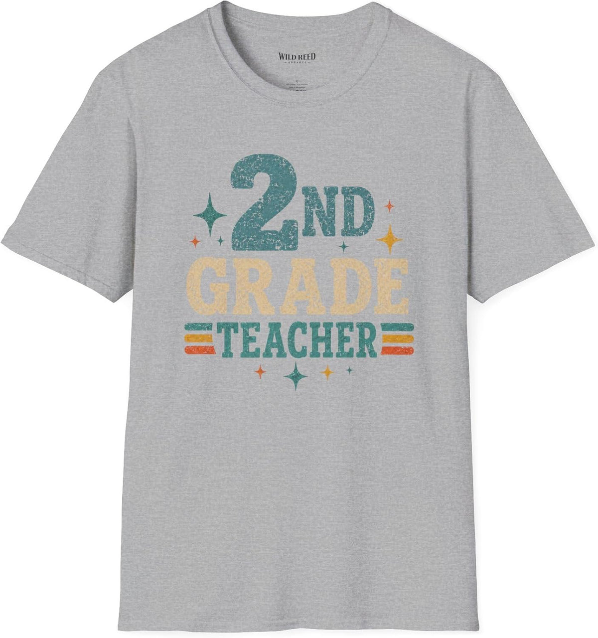 2nd Grade Teacher Shirt, Retro Teacher Tee, Second Grade Teacher Gift, Back to School Shirt - Sport Grey