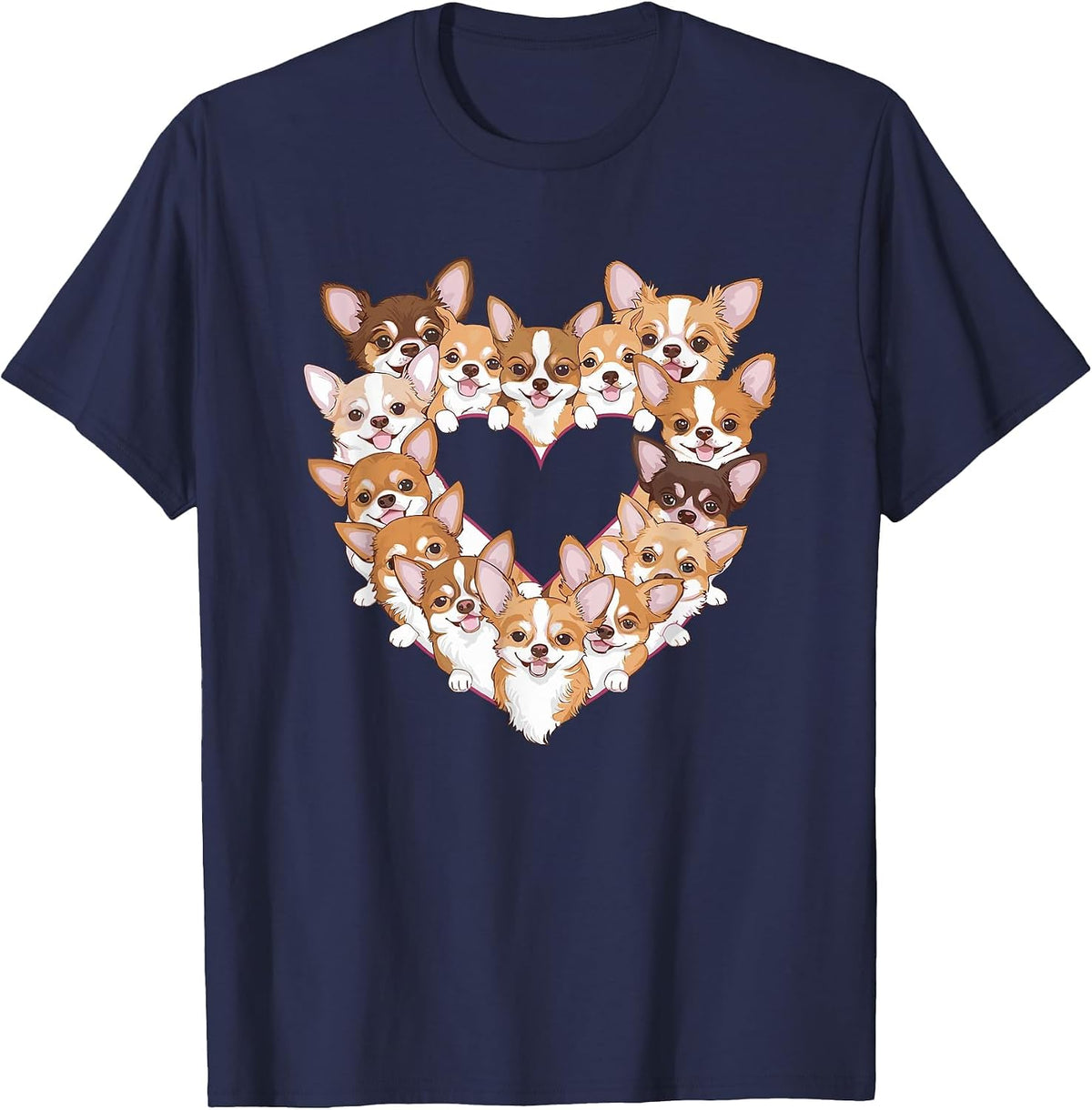 Heart Chihuahua Chihuahuas Chi T-Shirt - Navy Blue